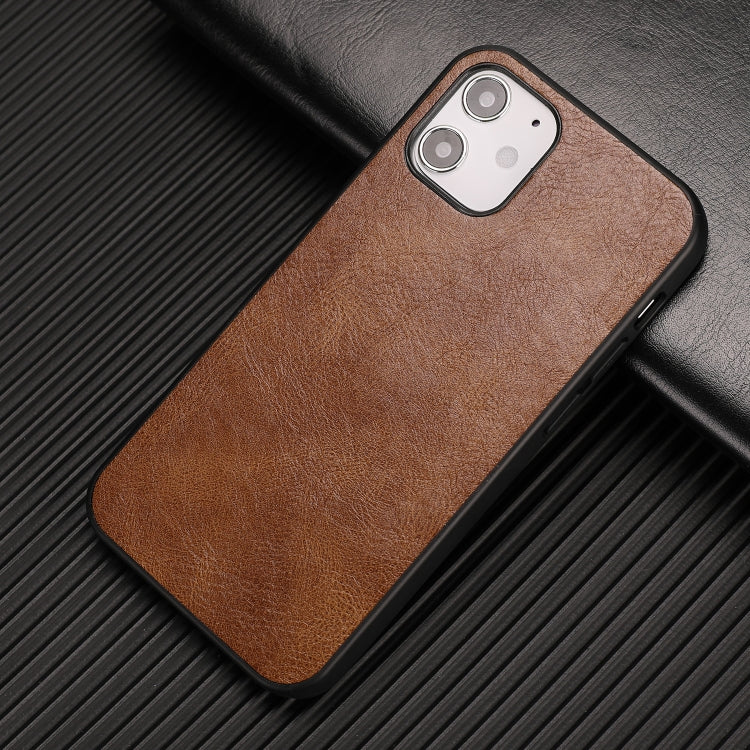 For iPhone 12 mini Crazy Horse Textured Calfskin PU+PC+TPU Case