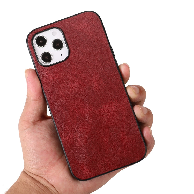 For iPhone 12 Pro Max Crazy Horse Textured Calfskin PU+PC+TPU Case
