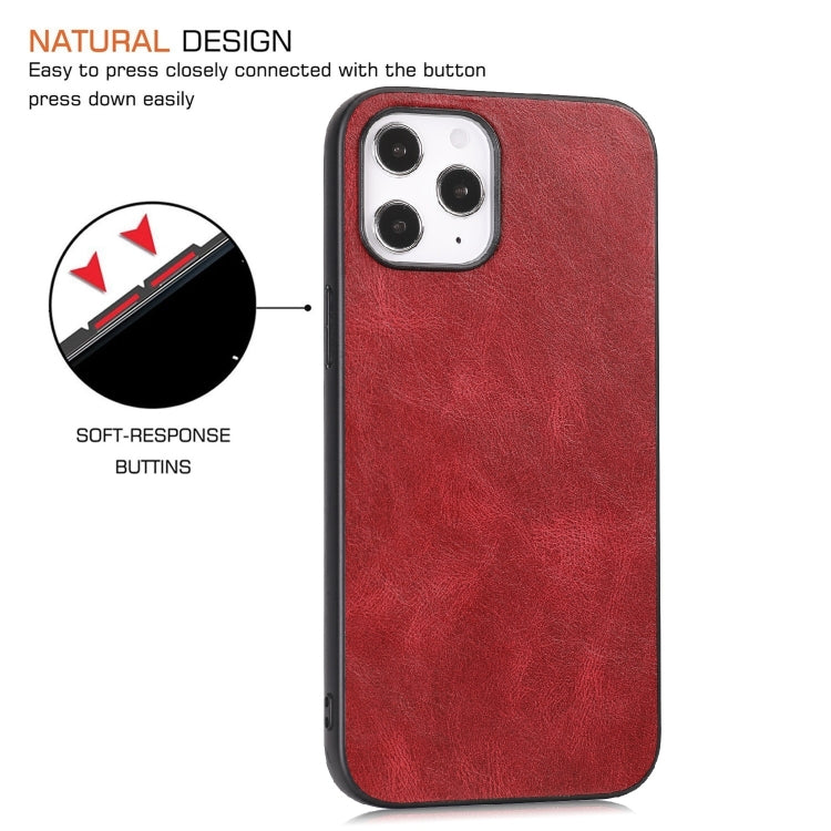 For iPhone 12 Pro Max Crazy Horse Textured Calfskin PU+PC+TPU Case