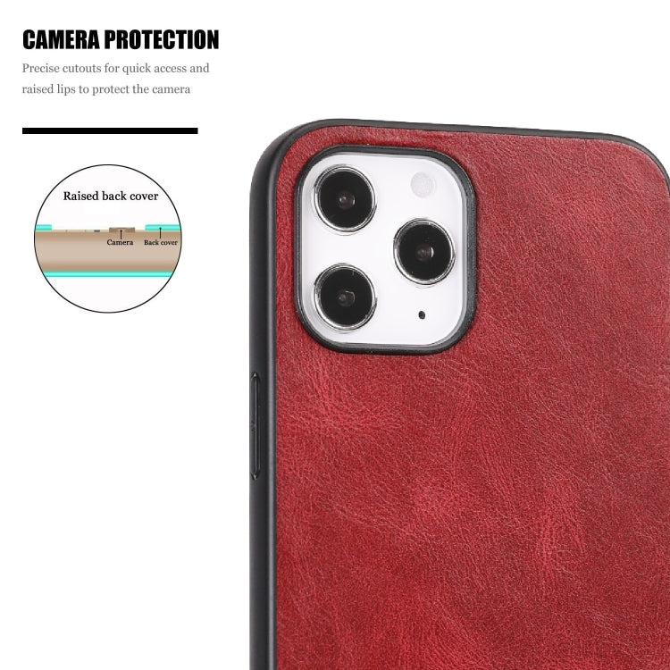 For iPhone 12 Pro Max Crazy Horse Textured Calfskin PU+PC+TPU Case