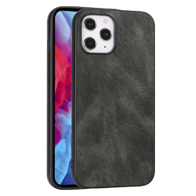 For iPhone 12 Pro Max Crazy Horse Textured Calfskin PU+PC+TPU Case