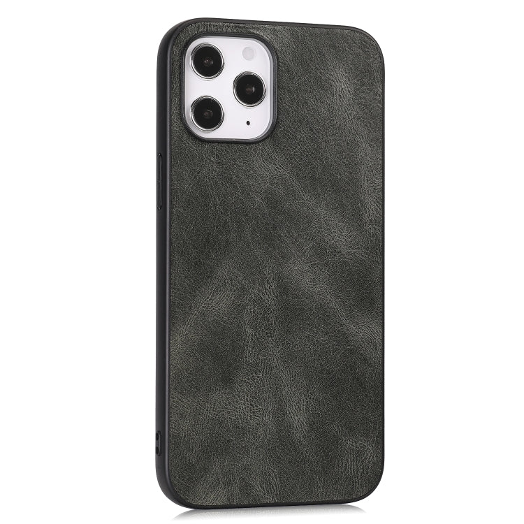 For iPhone 12 Pro Max Crazy Horse Textured Calfskin PU+PC+TPU Case