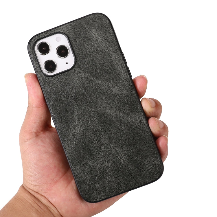 For iPhone 12 Pro Max Crazy Horse Textured Calfskin PU+PC+TPU Case
