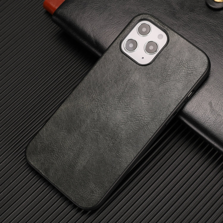 For iPhone 12 Pro Max Crazy Horse Textured Calfskin PU+PC+TPU Case