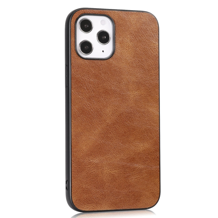 For iPhone 12 Pro Max Crazy Horse Textured Calfskin PU+PC+TPU Case