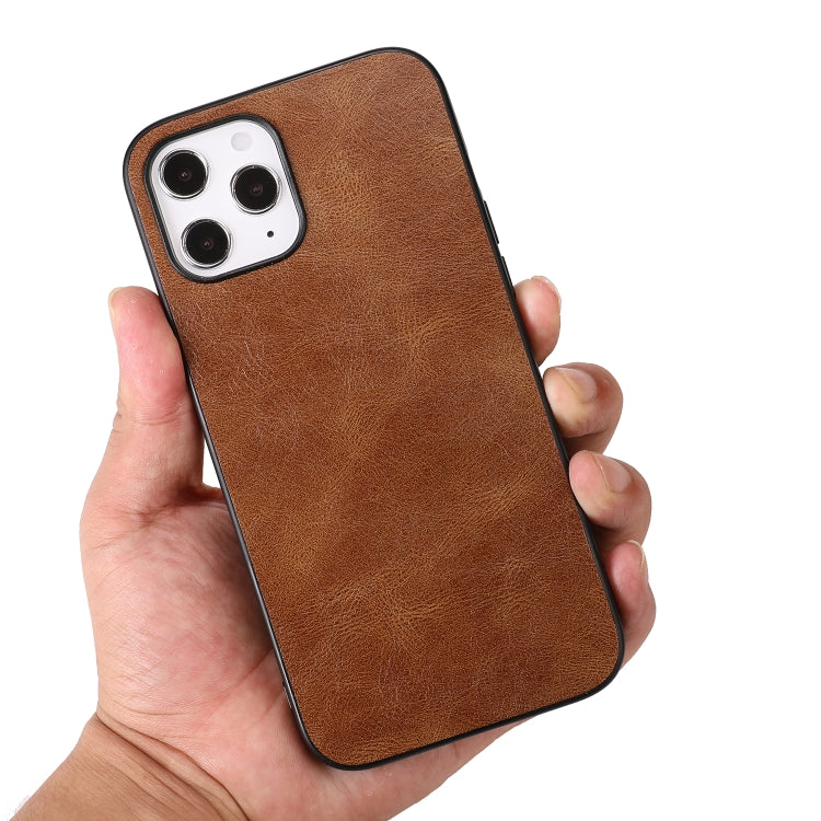For iPhone 12 Pro Max Crazy Horse Textured Calfskin PU+PC+TPU Case
