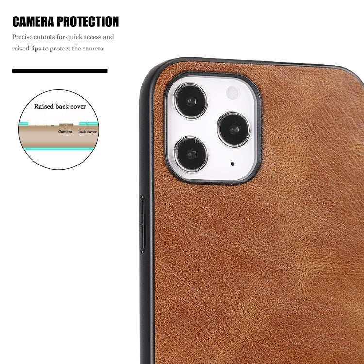 For iPhone 12 Pro Max Crazy Horse Textured Calfskin PU+PC+TPU Case
