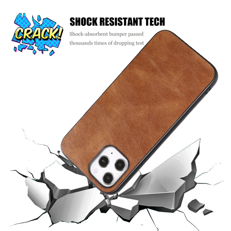 For iPhone 12 Pro Max Crazy Horse Textured Calfskin PU+PC+TPU Case