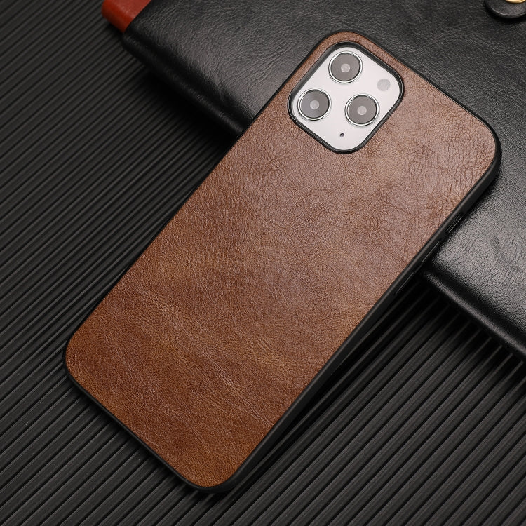 For iPhone 12 Pro Max Crazy Horse Textured Calfskin PU+PC+TPU Case