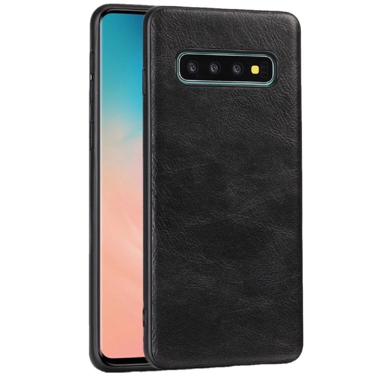 For Samsung Galaxy S10 Plus Crazy Horse Textured Calfskin PU+PC+TPU Case