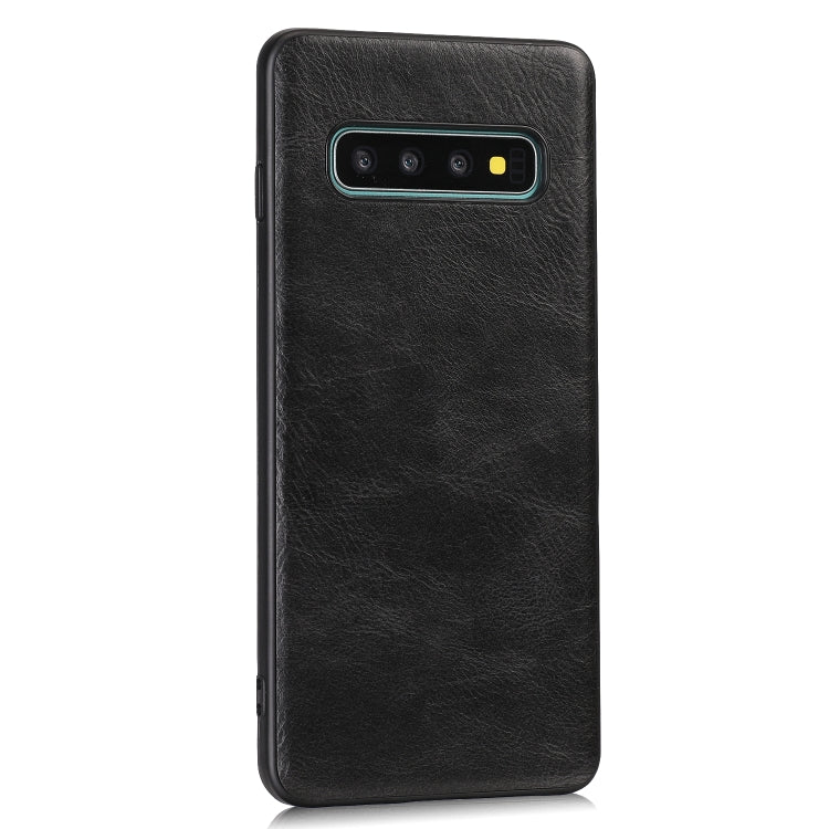 For Samsung Galaxy S10 Plus Crazy Horse Textured Calfskin PU+PC+TPU Case