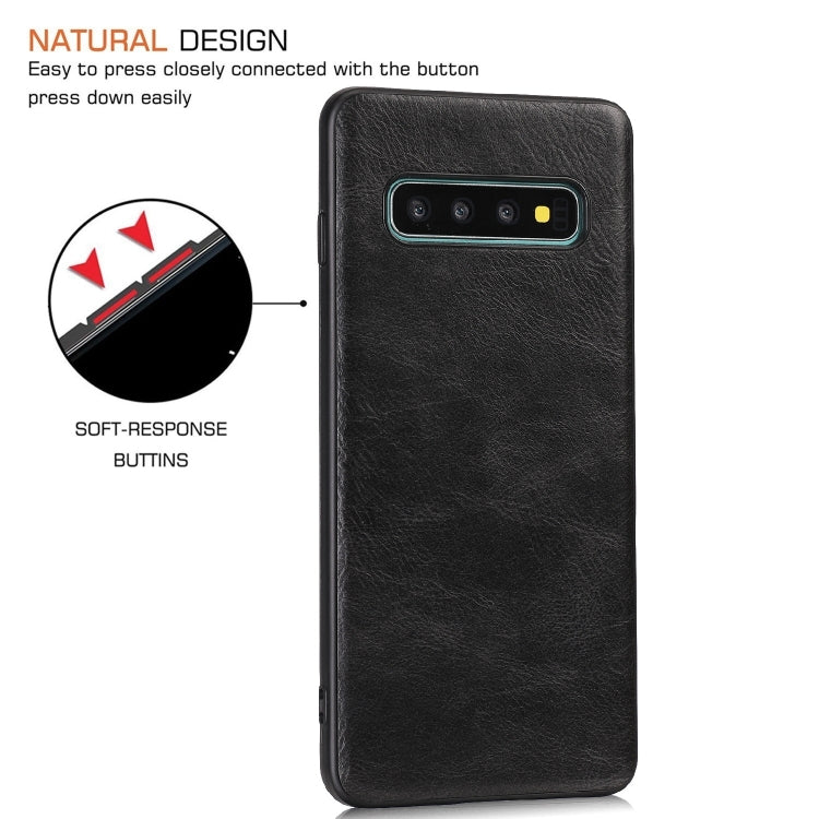 For Samsung Galaxy S10 Plus Crazy Horse Textured Calfskin PU+PC+TPU Case