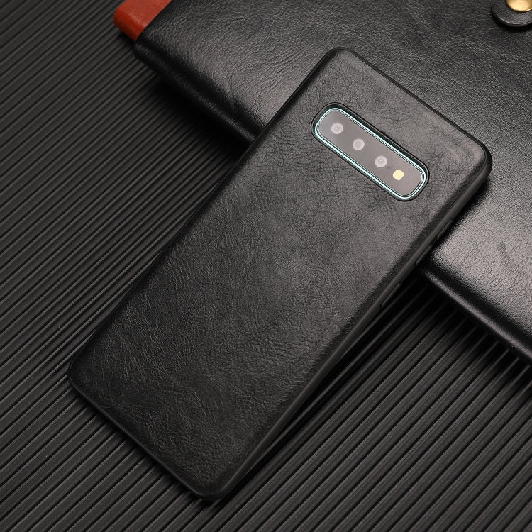 For Samsung Galaxy S10 Plus Crazy Horse Textured Calfskin PU+PC+TPU Case