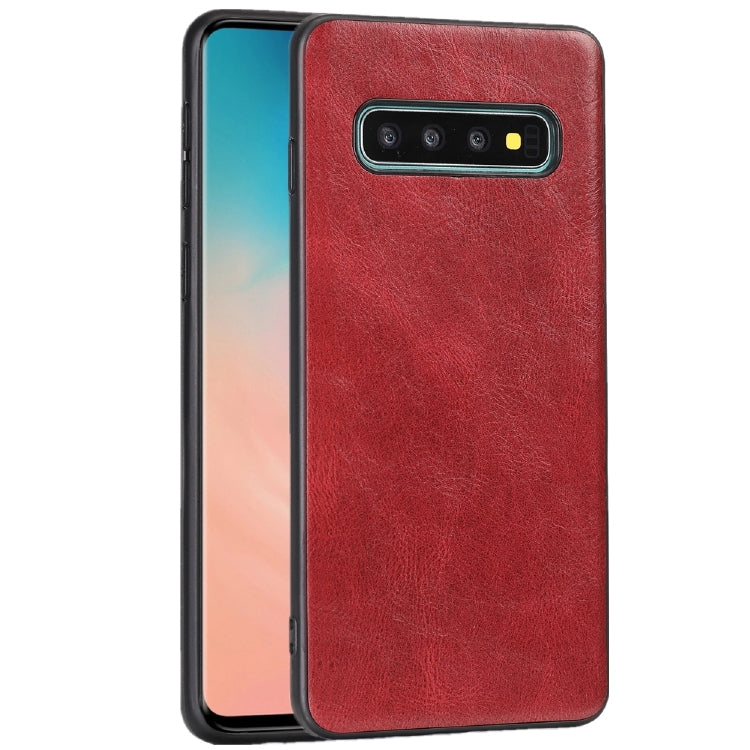 For Samsung Galaxy S10 Plus Crazy Horse Textured Calfskin PU+PC+TPU Case