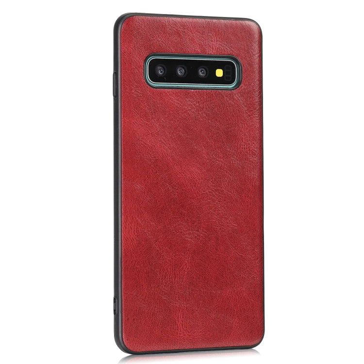 For Samsung Galaxy S10 Plus Crazy Horse Textured Calfskin PU+PC+TPU Case