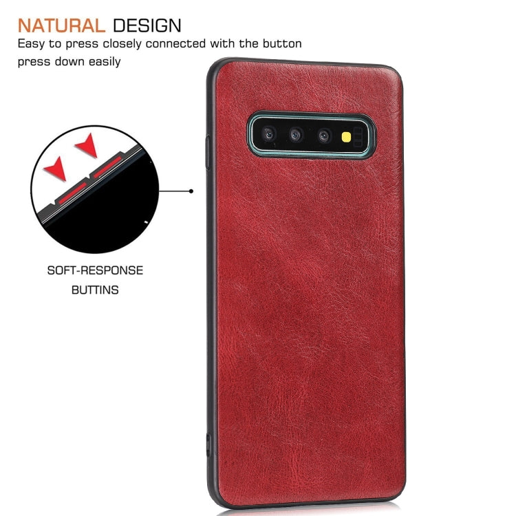 For Samsung Galaxy S10 Plus Crazy Horse Textured Calfskin PU+PC+TPU Case