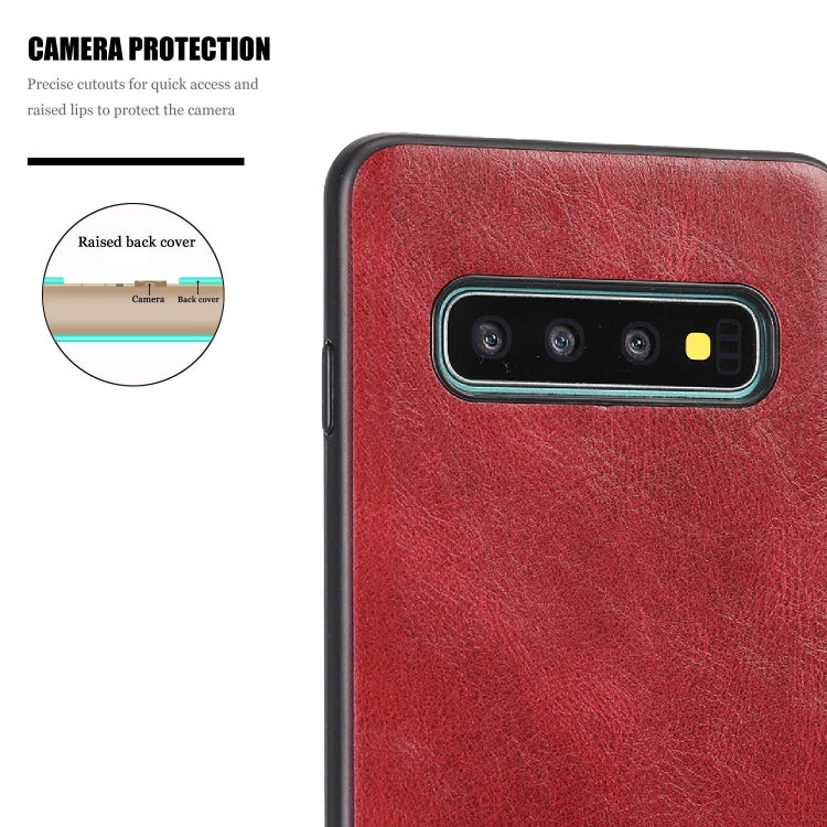 For Samsung Galaxy S10 Plus Crazy Horse Textured Calfskin PU+PC+TPU Case