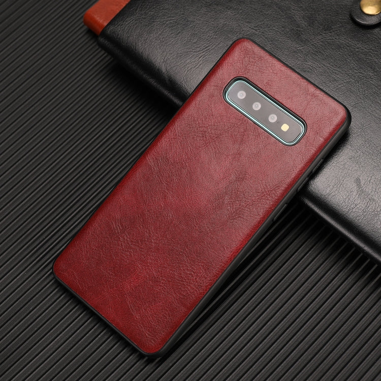 For Samsung Galaxy S10 Plus Crazy Horse Textured Calfskin PU+PC+TPU Case