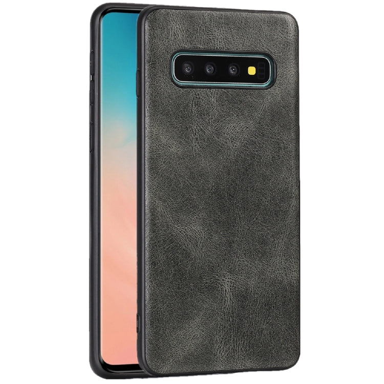 For Samsung Galaxy S10 Plus Crazy Horse Textured Calfskin PU+PC+TPU Case