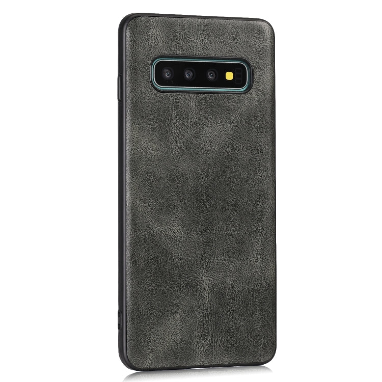 For Samsung Galaxy S10 Plus Crazy Horse Textured Calfskin PU+PC+TPU Case