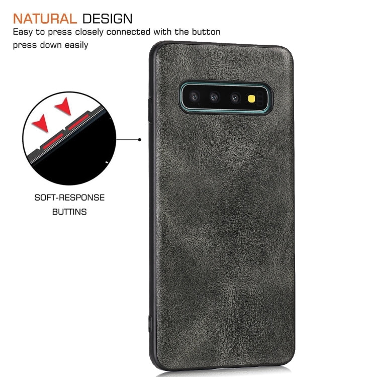 For Samsung Galaxy S10 Plus Crazy Horse Textured Calfskin PU+PC+TPU Case