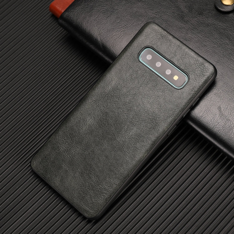 For Samsung Galaxy S10 Plus Crazy Horse Textured Calfskin PU+PC+TPU Case