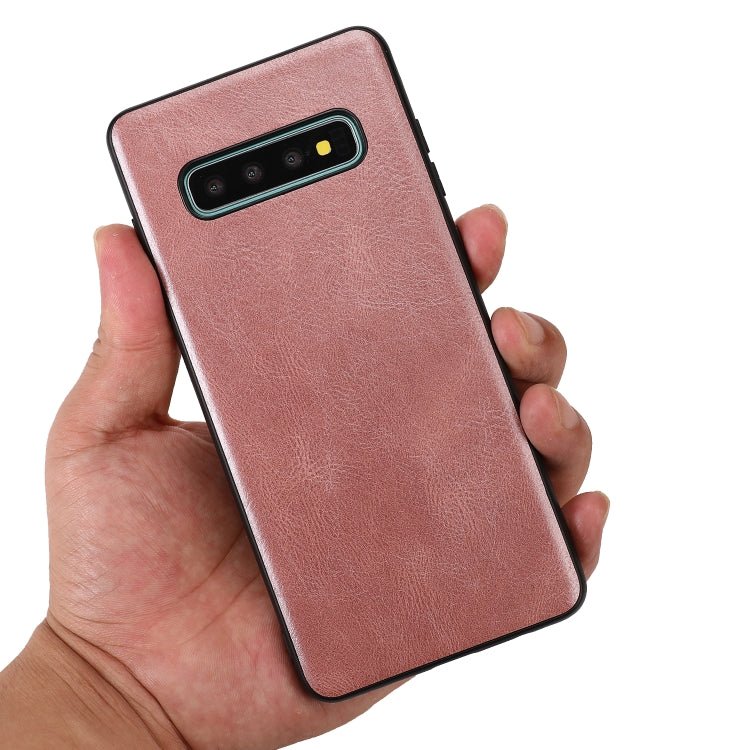 For Samsung Galaxy S10 Plus Crazy Horse Textured Calfskin PU+PC+TPU Case