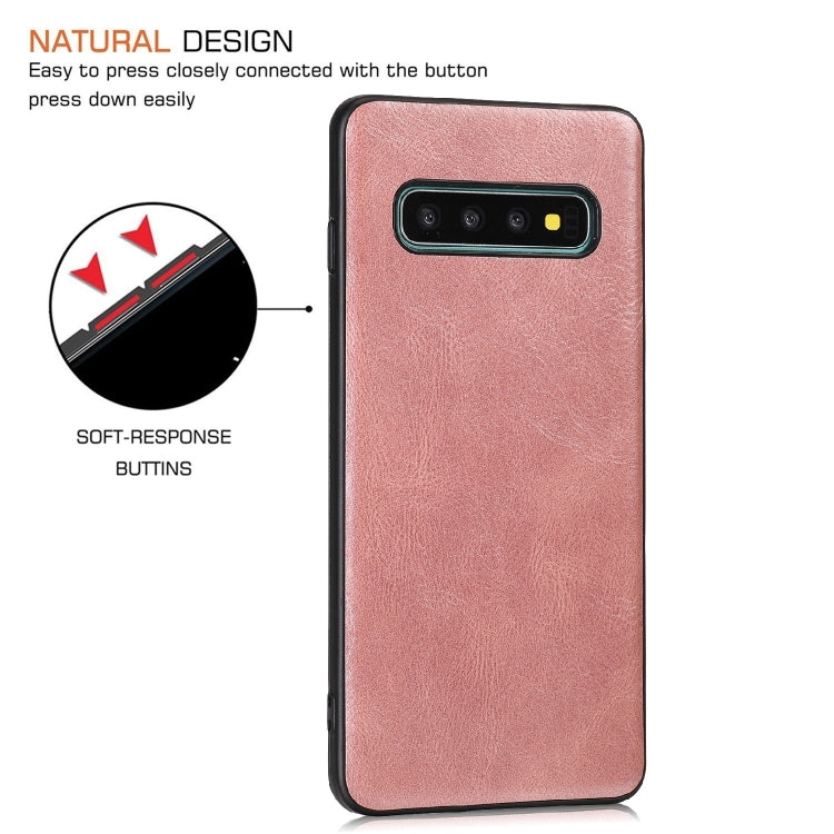 For Samsung Galaxy S10 Plus Crazy Horse Textured Calfskin PU+PC+TPU Case