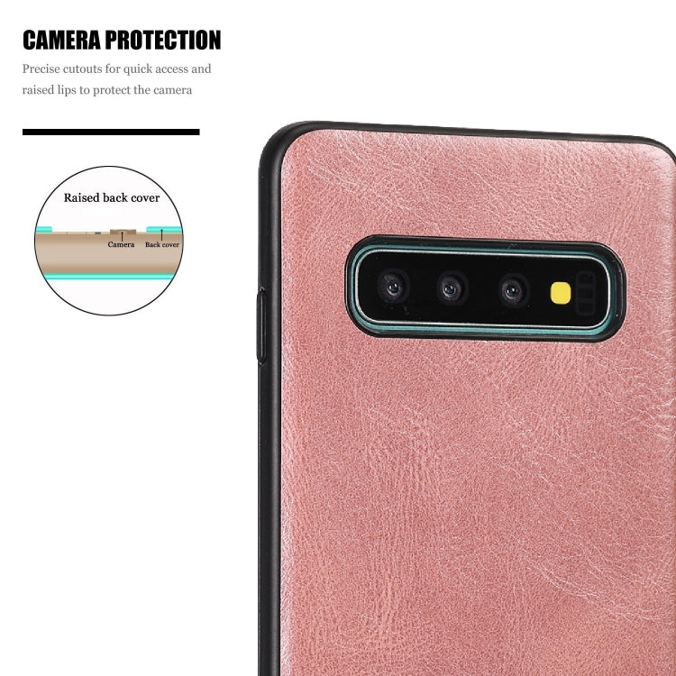 For Samsung Galaxy S10 Plus Crazy Horse Textured Calfskin PU+PC+TPU Case
