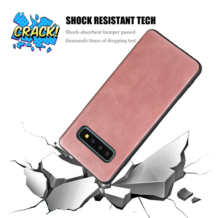 For Samsung Galaxy S10 Plus Crazy Horse Textured Calfskin PU+PC+TPU Case