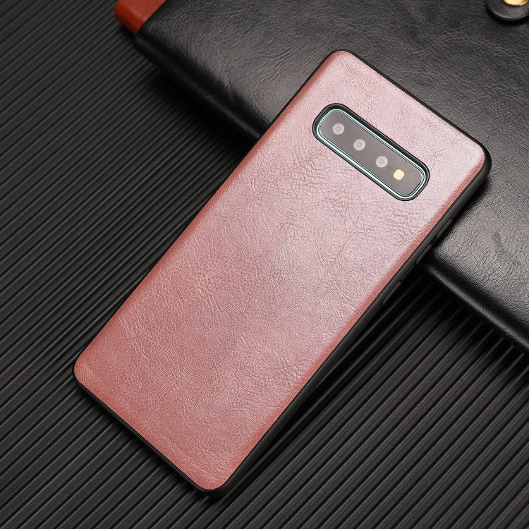 For Samsung Galaxy S10 Plus Crazy Horse Textured Calfskin PU+PC+TPU Case