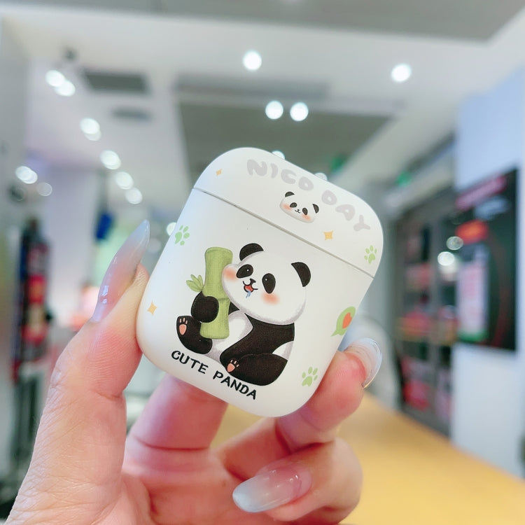 For AirPods 2 / 1 Panda Pattern Earbuds Box Frosted TPU Case