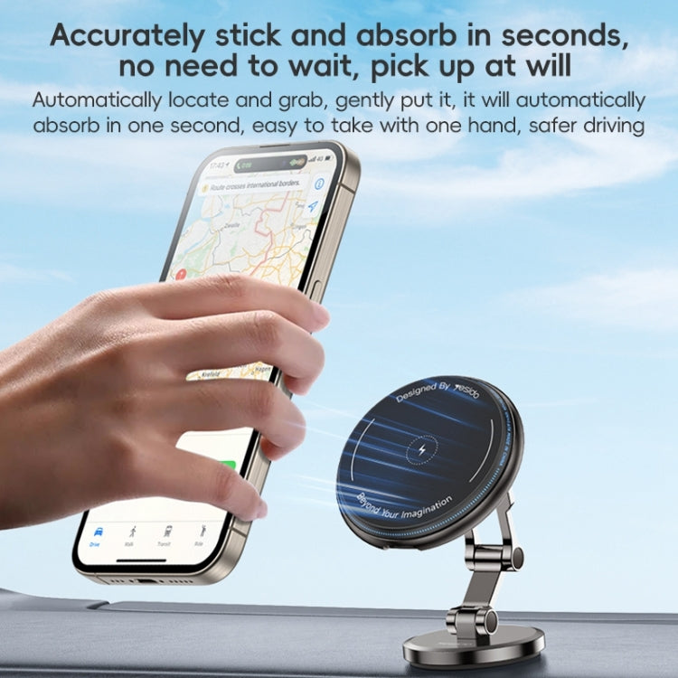 Yesido C306 15W Car Magnetic Wireless Charging Holder - Black