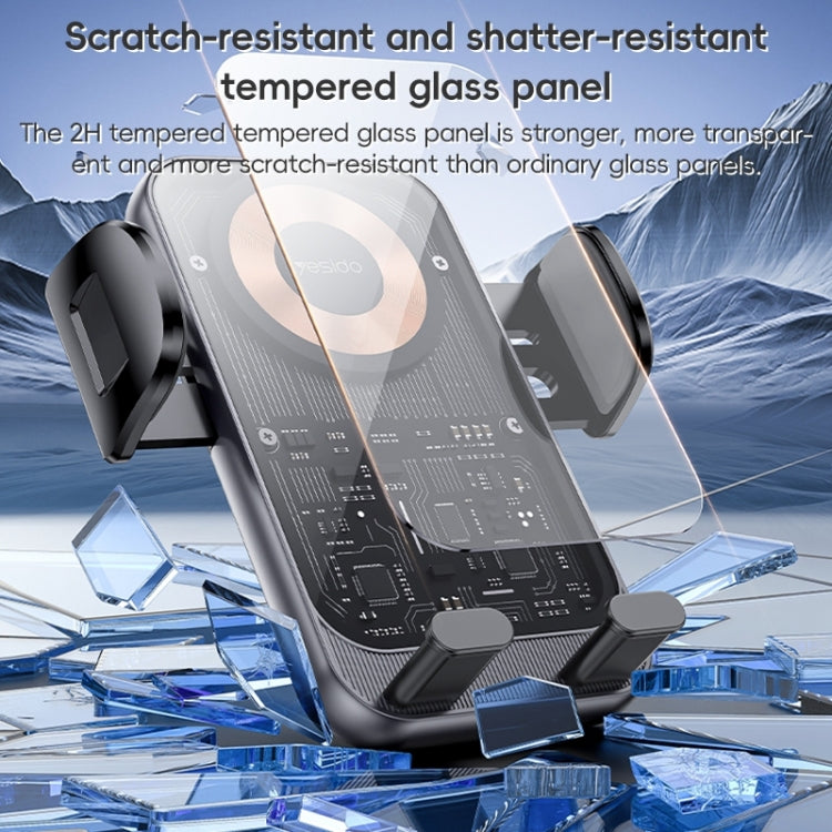 Yesido C307 15W Suction Cup Car Wireless Charging Holder - Black