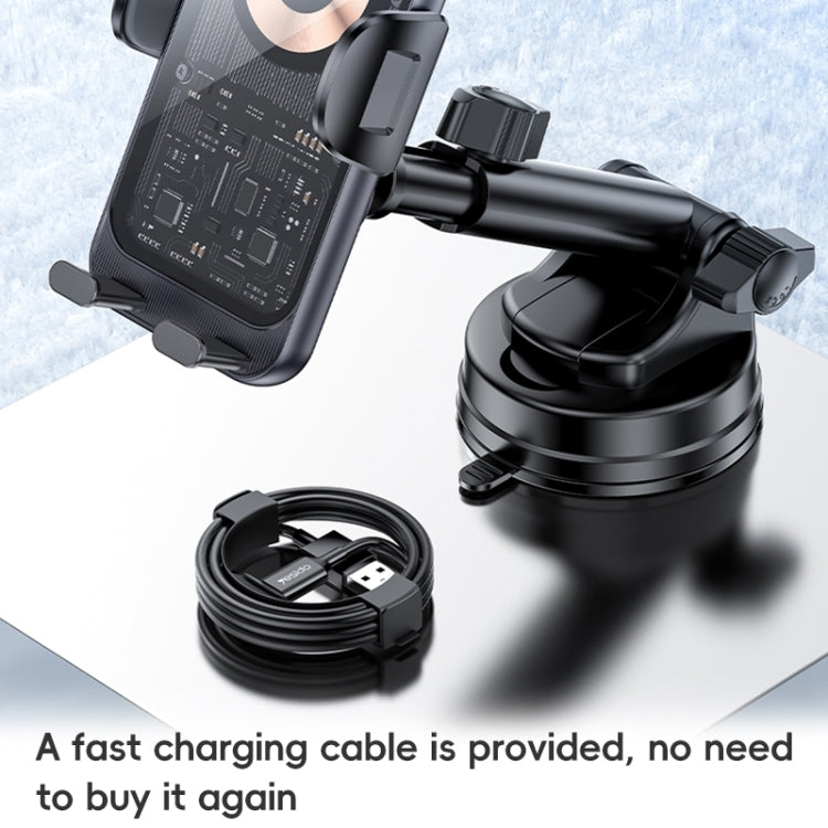 Yesido C307 15W Suction Cup Car Wireless Charging Holder - Black