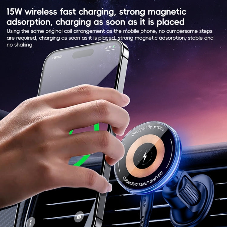 Yesido C308 15W Air Outlet Car MagSafe Magnetic Wireless Charging Holder - Black