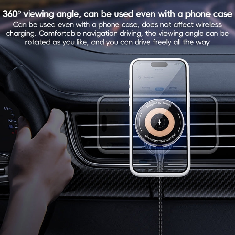 Yesido C308 15W Air Outlet Car MagSafe Magnetic Wireless Charging Holder - Black