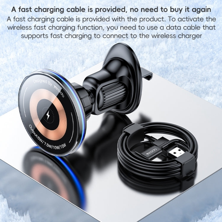 Yesido C308 15W Air Outlet Car MagSafe Magnetic Wireless Charging Holder - Black