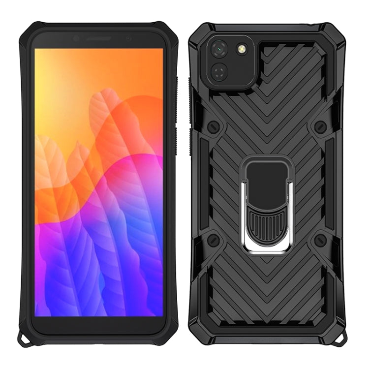 For Huawei Y5p Cool Armor PC + TPU Shockproof Case with 360 Degree Rotation Ring Holder