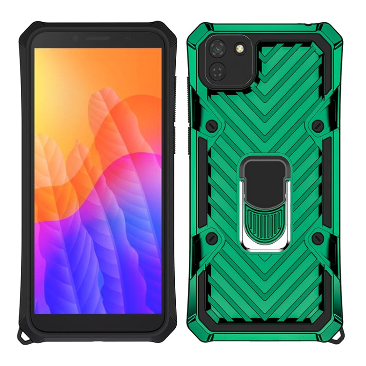 For Huawei Y5p Cool Armor PC + TPU Shockproof Case with 360 Degree Rotation Ring Holder