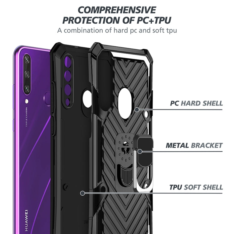For Huawei Y6p Cool Armor PC + TPU Shockproof Case with 360 Degree Rotation Ring Holder
