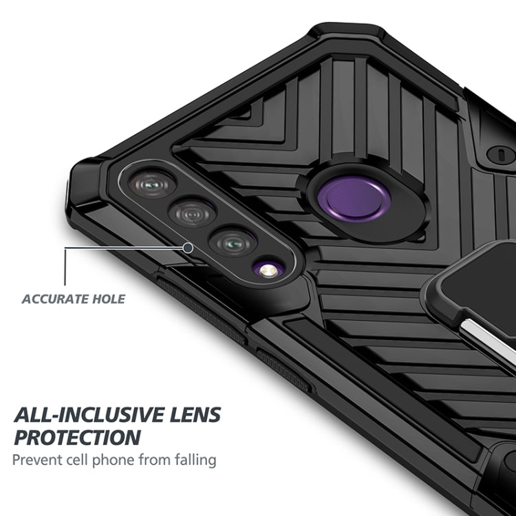 For Huawei Y6p Cool Armor PC + TPU Shockproof Case with 360 Degree Rotation Ring Holder