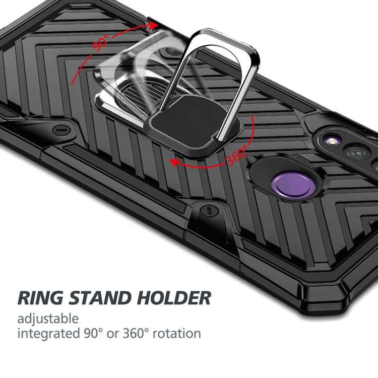 For Huawei Y6p Cool Armor PC + TPU Shockproof Case with 360 Degree Rotation Ring Holder