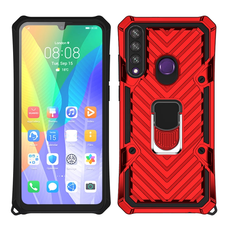 For Huawei Y6p Cool Armor PC + TPU Shockproof Case with 360 Degree Rotation Ring Holder