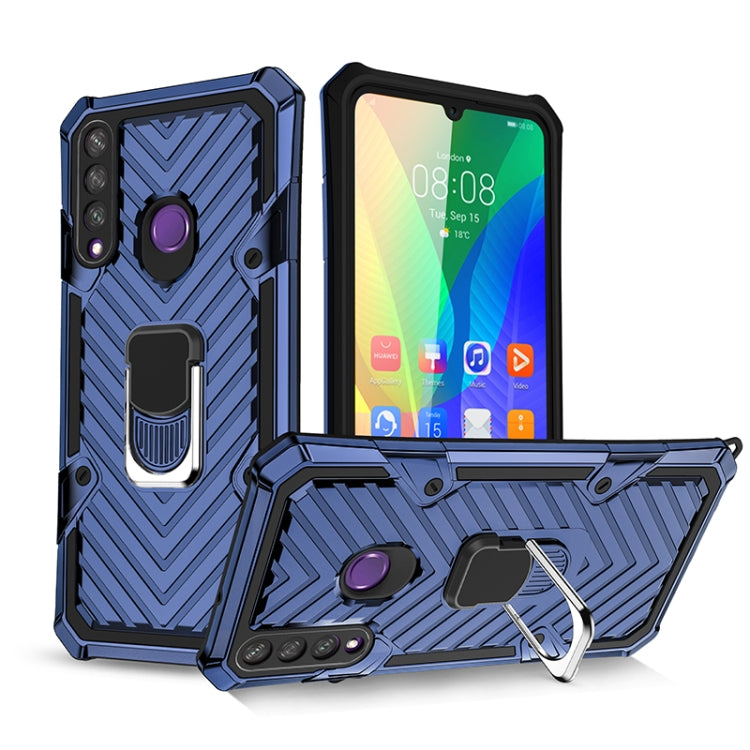 For Huawei Y6p Cool Armor PC + TPU Shockproof Case with 360 Degree Rotation Ring Holder
