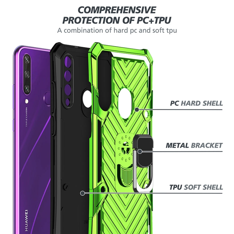 For Huawei Y6p Cool Armor PC + TPU Shockproof Case with 360 Degree Rotation Ring Holder
