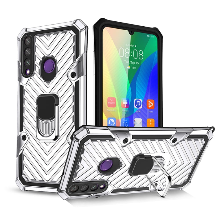 For Huawei Y6p Cool Armor PC + TPU Shockproof Case with 360 Degree Rotation Ring Holder