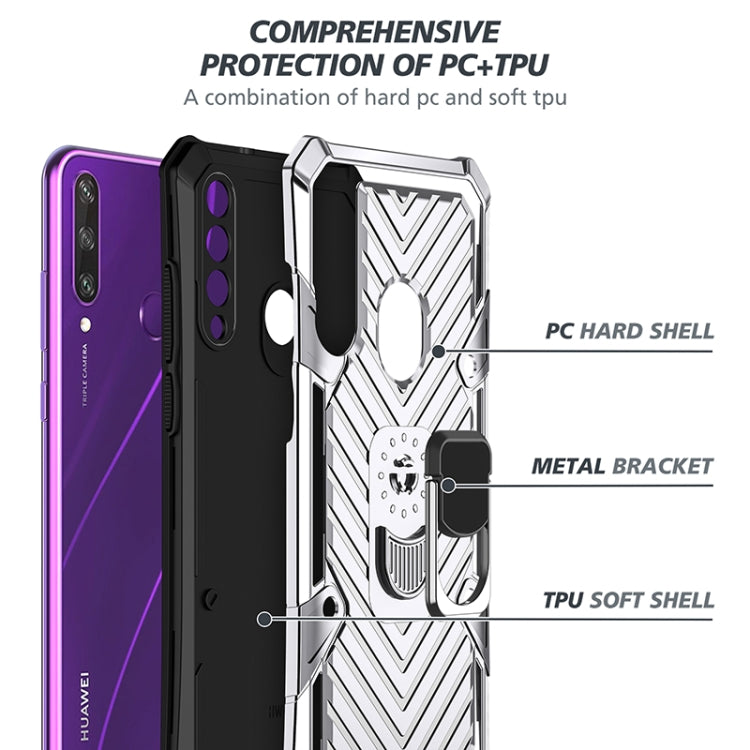 For Huawei Y6p Cool Armor PC + TPU Shockproof Case with 360 Degree Rotation Ring Holder