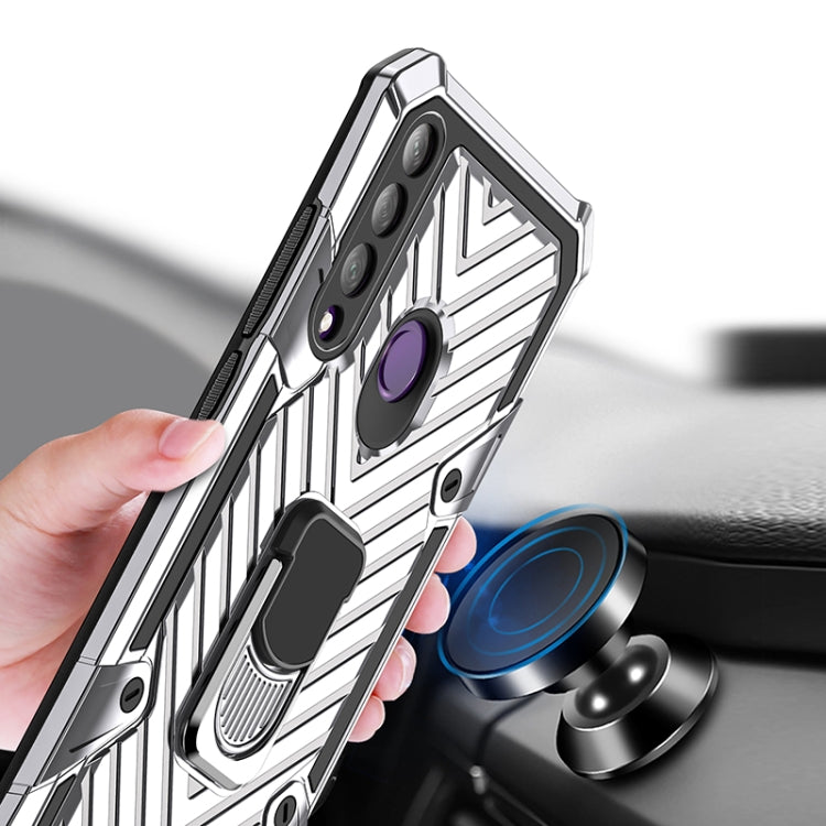 For Huawei Y6p Cool Armor PC + TPU Shockproof Case with 360 Degree Rotation Ring Holder