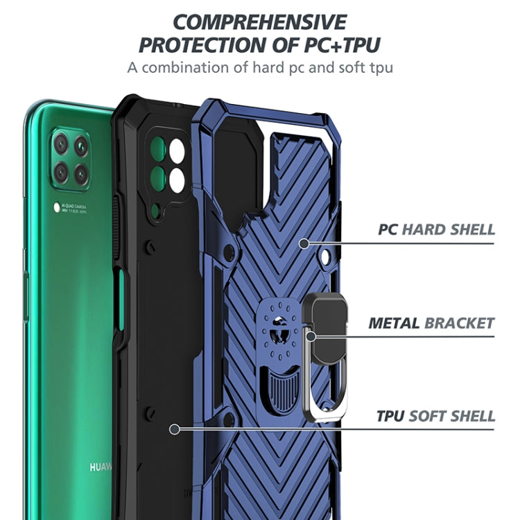 For Huawei P40 lite Cool Armor PC + TPU Shockproof Case with 360 Degree Rotation Ring Holder